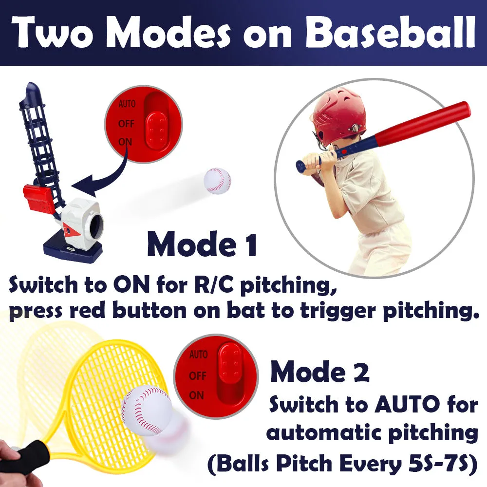 2 in 1 Baseball & Tennis Pitching Machine Active Training Toys Set