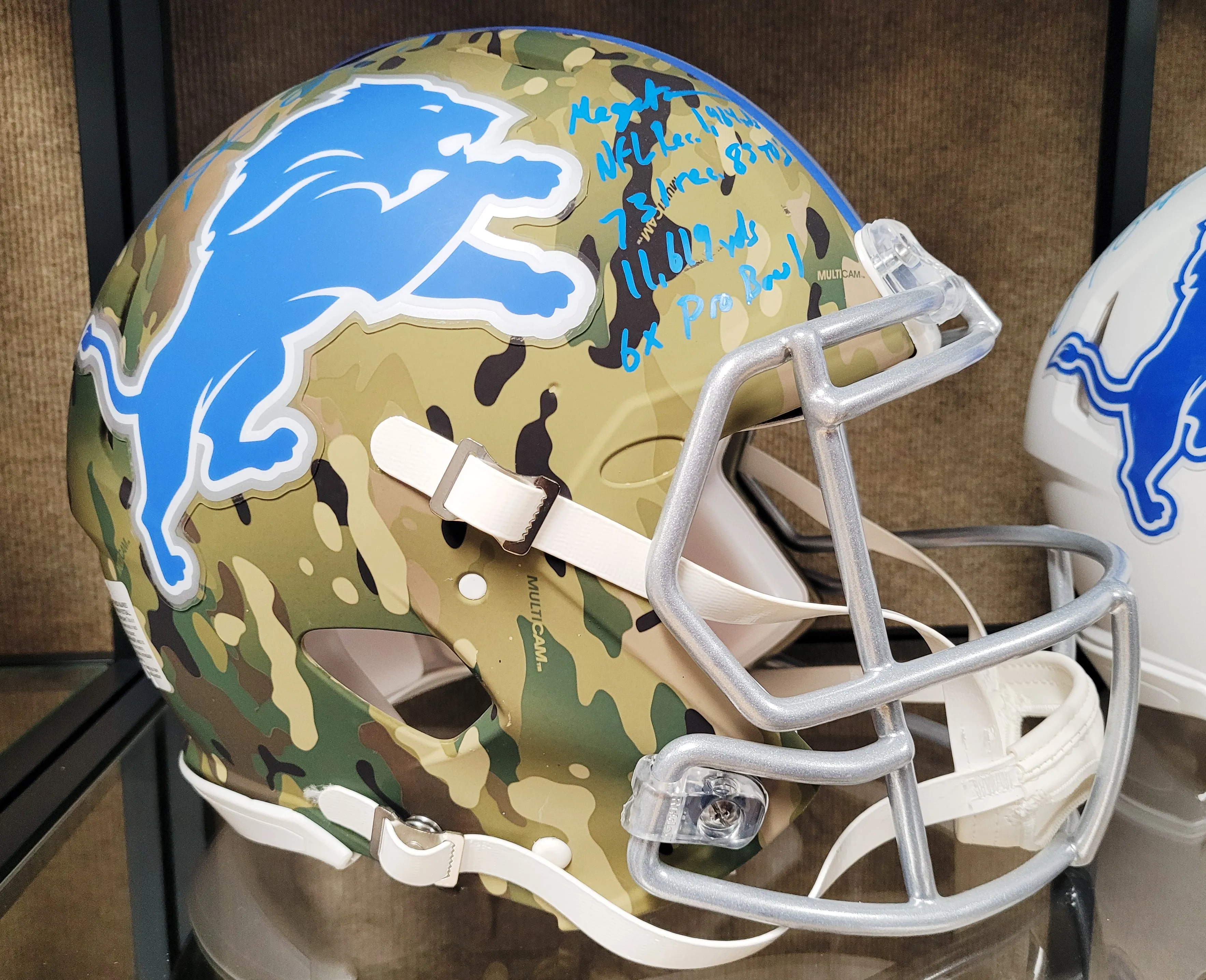 Calvin Johnson Camo Helmet, Signed