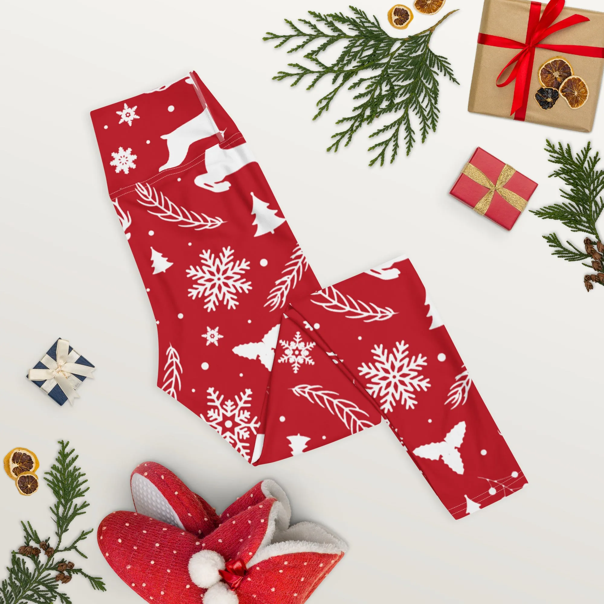 Christmas Deer Yoga Leggings, lioness-love