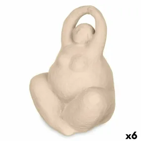 Decorative Figure Beige Ceramic 14 x 18 x 11 cm (6 Units) Lady Yoga