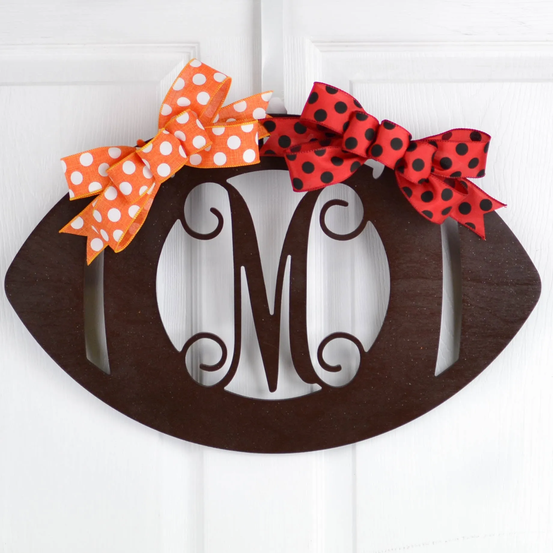 Football Door Hanger, Rustic Monogram Decor, Sports Fan Gift