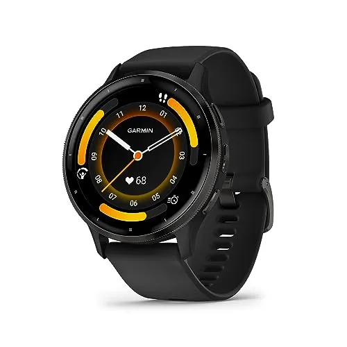 Garmin Venu 3 Slate Stainless Steel Bezel 1.4-Inch AMOLED Touchscreen Display Smart Watch with 45mm Black Case and Silicone Band