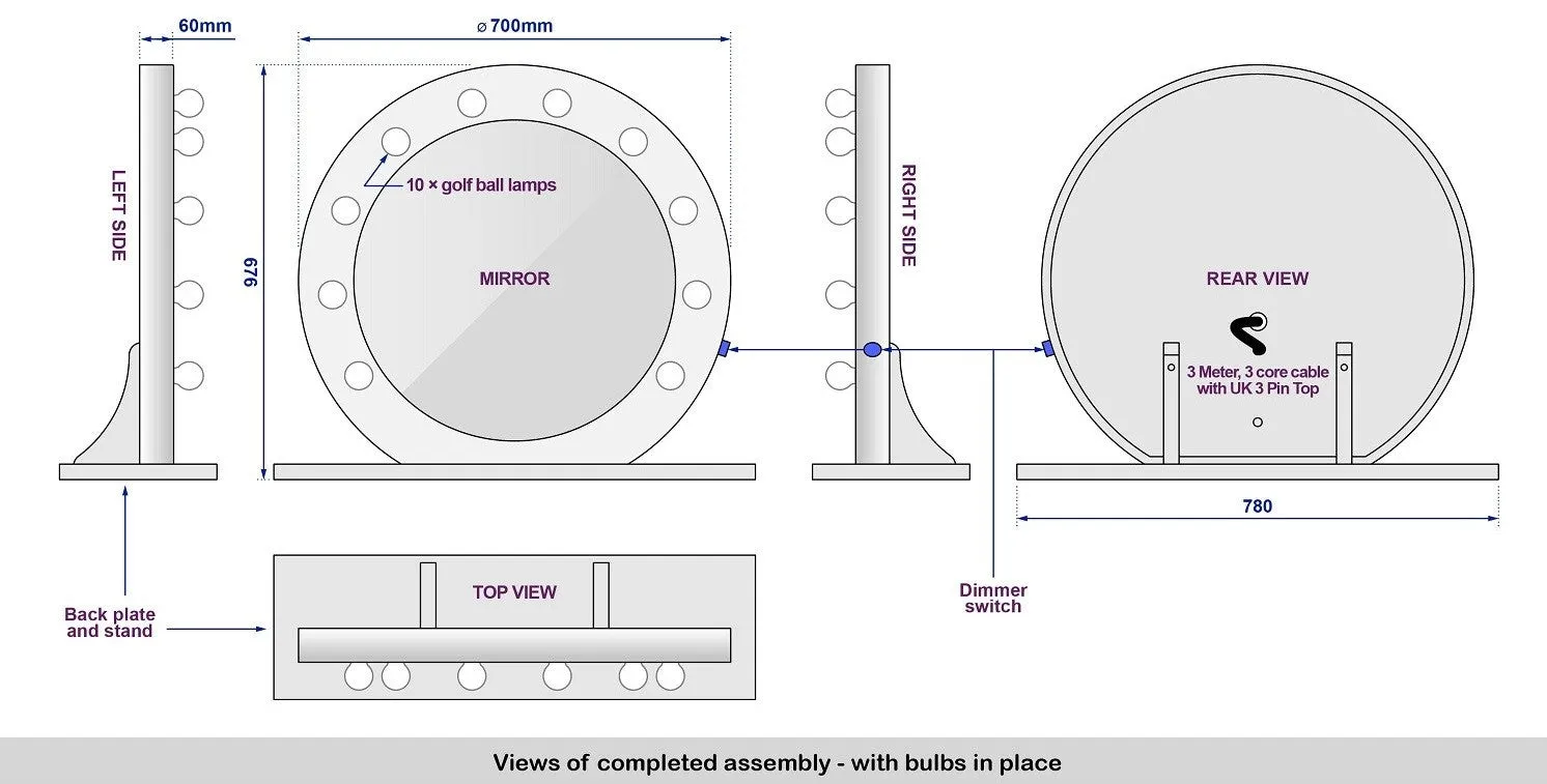 Hollywood  Vanity Mirror (Round)