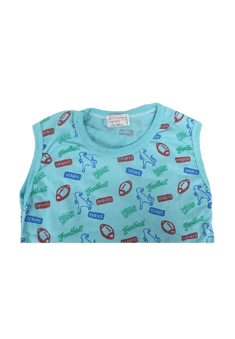 Landmark 2 in 1 Muscle Shirt Dino,Sun And Football,Sports - Light Blue/Teal