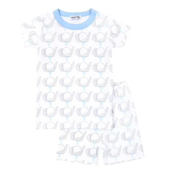 Magnolia Baby Short Sleeve w/ shorts  PJ Set - Golf Blue