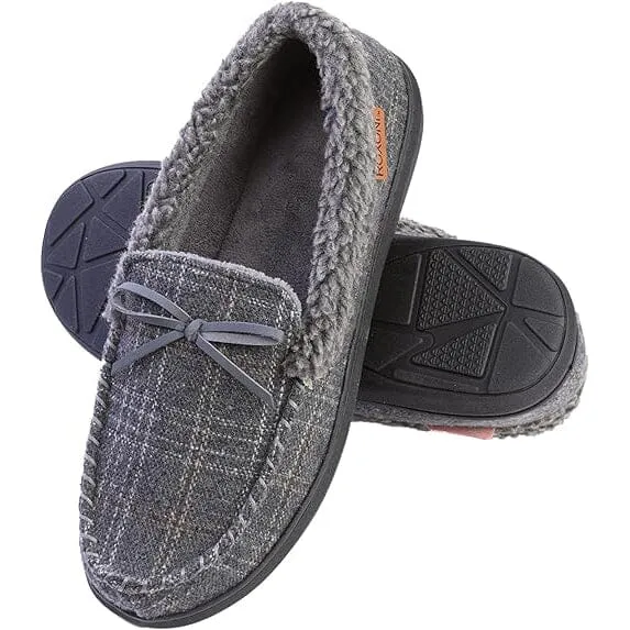 Men's Slippers Moccasin Plush Lined House Shoes Fuzzy Furry