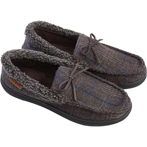 Men's Slippers Moccasin Plush Lined House Shoes Fuzzy Furry