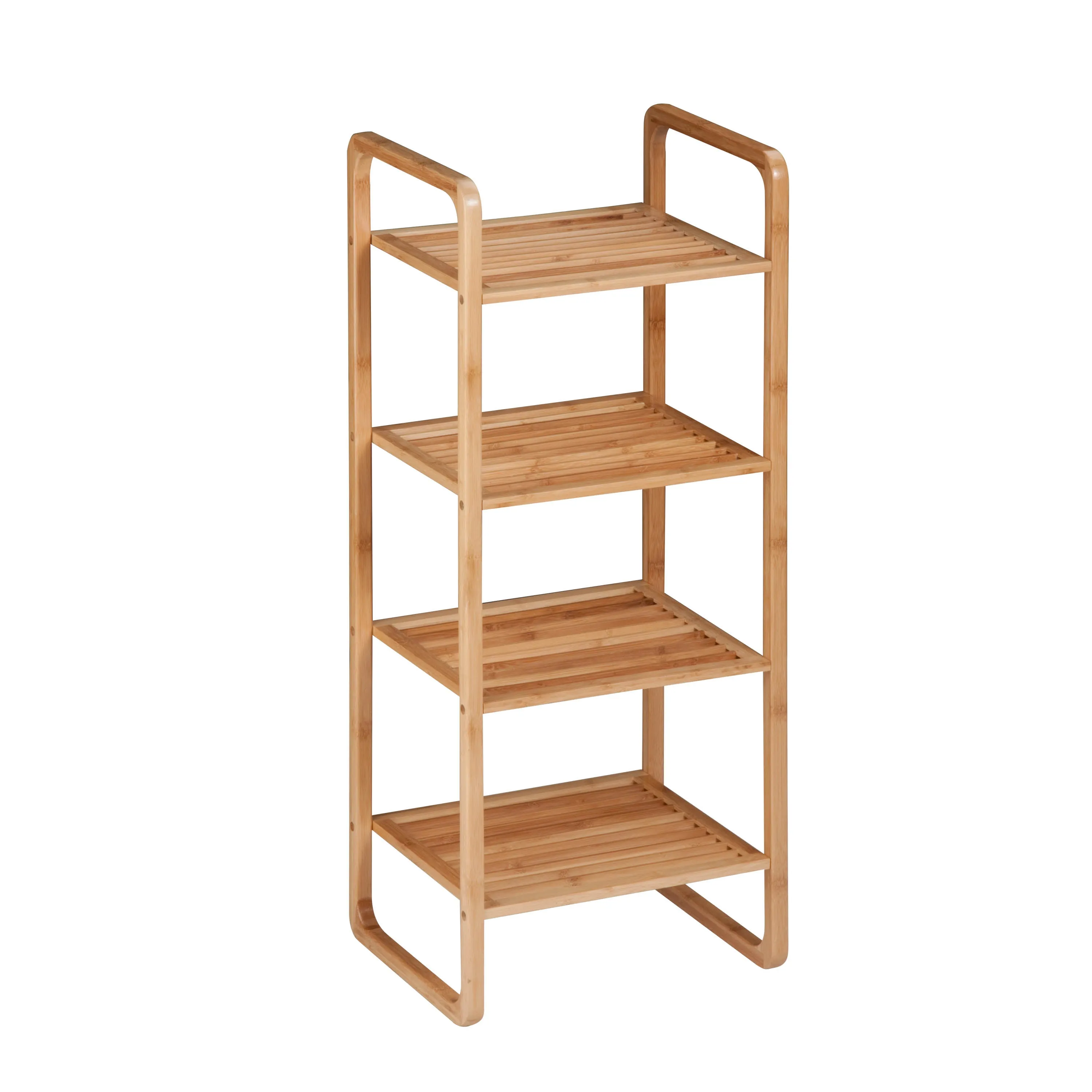 Natural Bamboo 4-Tier Vertical Shelf