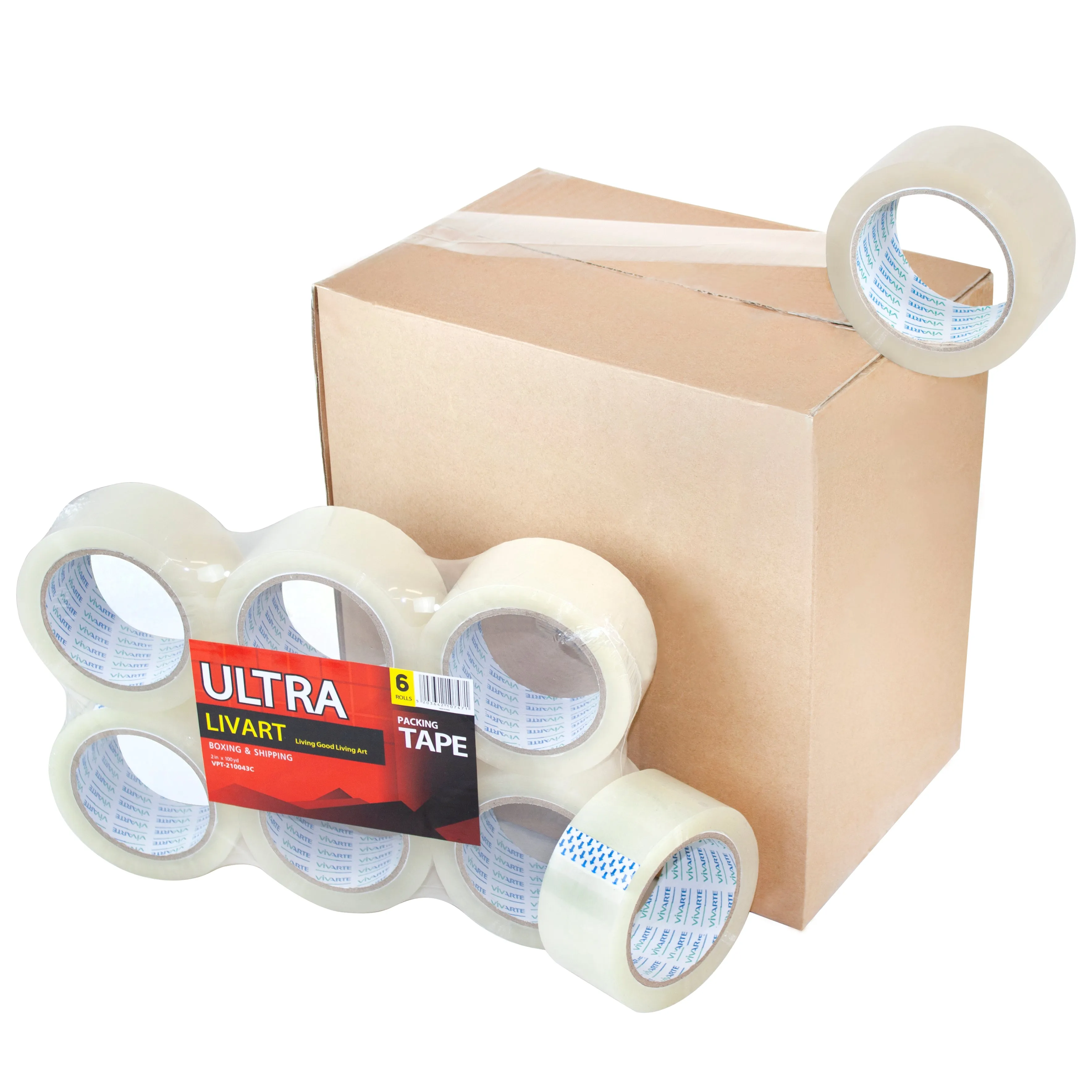 Ultra Boxing & Shipping Tape, Packing Tape, 2" x 100 Yard 6Rolls_VPT-210043C (12Rolls), Free shipping (Excluding HI, AK)