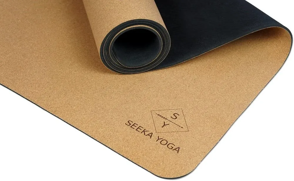 Vegan Premium Cork Yoga Mat, Natural Rubber Bottom, Non Slip & Soft, Sweat Resistant 72" x 24" x 4.5mm