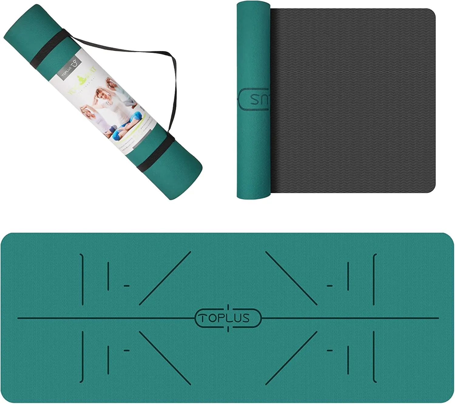 Yoga Mat - Eco-Friendly Non-Slip Fitness Exercise Mat with Carrying Strap-for Yoga, Pilates and Floor Exercises